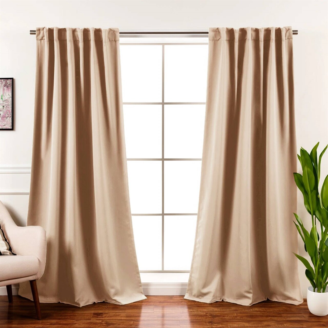 2-Piece Blackout Curtains with Tiebacks and Rod Pocket Design Thermal Insulated and Machine Washable